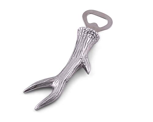 Arthur Court Designs Aluminum Deer Antler Elk Bottle Opener - Rustic Forged Stainless Steel Head 7 Inch Long #TOP7