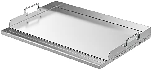 Skyflame Universal Stainless Steel Griddle Plate with Even Heating Bracing for BBQ Charcoal/Gas Grills, 23