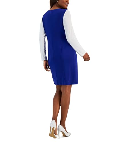 Kasper Women's Colorblock Knot-Neck Bodycon Dress (Royal Blue/White, XX-Large)2