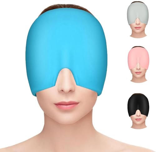 Gorro de alivio de migraña, gorro reutilizable para aliviar el dolor de cabeza, envoltura de gel de una sola cara para migraña crónica, dolor de cabeza tensional, ojos hinchados, senos nasales y