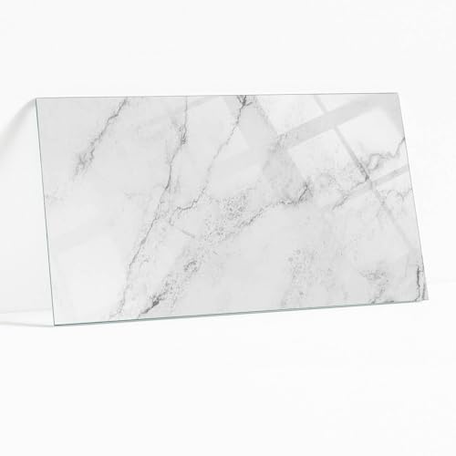Piano per Tavolo Rettangolare 100x50 cm | Base In Vetro Temperato | Lastra di Protezione | Installazione Semplice | Con Cuscinetti Antiscivolo | Per Pranzo, Cucina | Decorativo - Superficie in Marmo