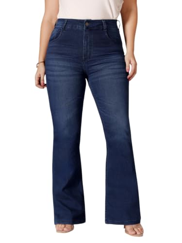 Image of Miss Chase A+ Women's High Rise Regular-Length Stretchable Denim Wide-Leg Shaping Jeans