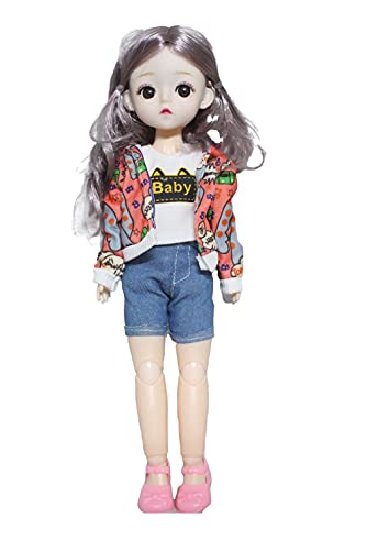 Image of Tickles Set Movable Jointed Makeup Cute Girl Brown Eyes Fashionable Doll for Kids Girls (Size: 30 cm Color May Vary)