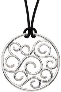 925 Sterling Silver Diamond Pendant On 18" Black Leather Co