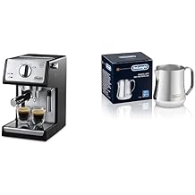 DeLonghi ECP3420 Bar Pump Espresso and Cappuccino Machine, 15", Black DLSC060 Milk Frothing Jug, 12 oz, Stainless Steel