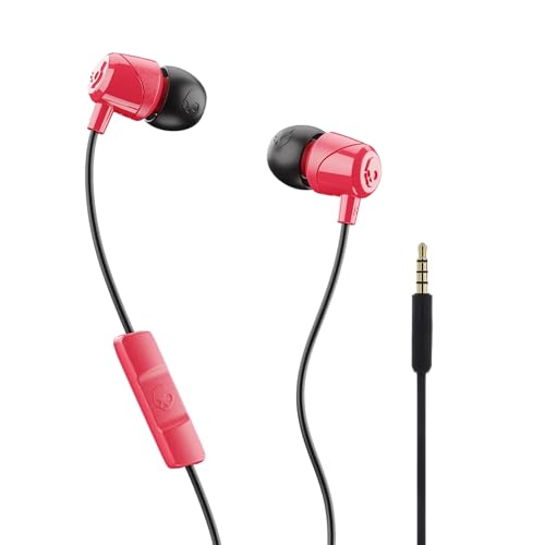 Image of Skullcandy Jib In-Ear Wired Earbuds, Microphone, Works with Bluetooth Devices and Computers -Red Black