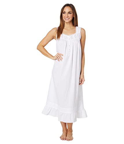 Eileen West Sleeveless Ballet Gown White Ground Floral Md #TOP8