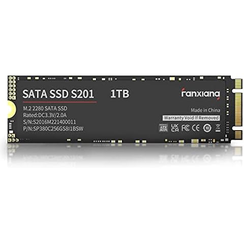 fanxiang S201 1TB M.2 SSD 2280 SATA III 6Gb/s Internal Solid State Drive, SLC Cache for Speed Boost, Read Speed up to 550MB/sec, Compatible with Laptop and PC Desktops(Black) Cover