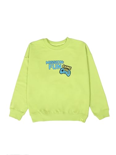 Image of KiddoPanti Boys Solid Round Neck Full Sleeve Fleece Sweatshirt | 60% Cotton 40% Polyester | Soft Warm Winter Pullover | Ribbed Cuffs & Hem | Casual Winter Sweatshirt for Kids