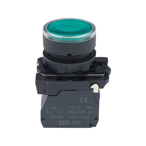 Interruptor de boton momentaneo verde de 22mm pulsador electrico 220V 1NC NB5 XB2 XB512V