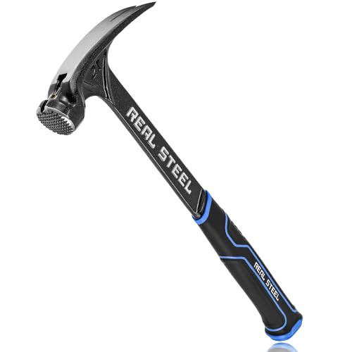 Real Steel 21 Oz One Piece Forged Milled Face Framing Hammer with Rip Claw 0517, Black