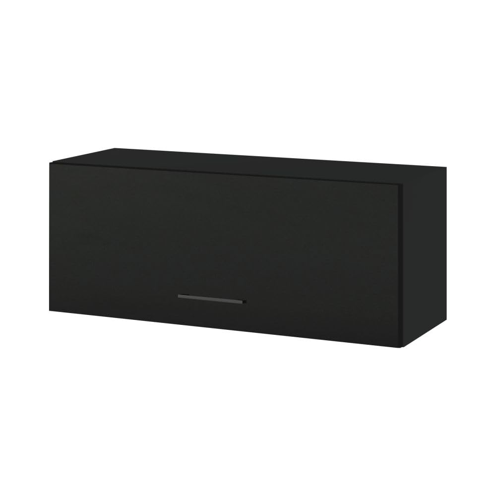 Cuisineandcie - Meuble haut SLIM de cuisine Lovia Noir Mat 1 porte relevable L 90 cm