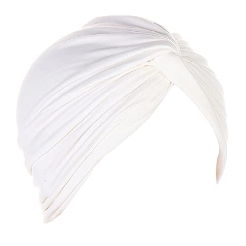Generisch Sombreros de costura Turbante Mujer Nudo Gorro Preatado Headwraps, Sombreros Gorra Mujer L, Blanco, Talla única