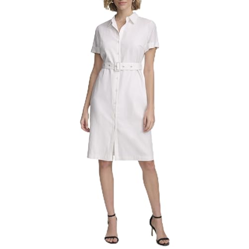 Robe chemise Calvin Klein lin extensible femme avec ceinture chic et légère