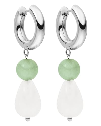 PURELEI® Clear Quartz Ohrringe (Silber) – Damenohrringe aus langlebigem Edelstahl – Wasserfeste Ohrringe Damen – 44,5 mm Länge – Modeschmuck für deinen individuellen Look