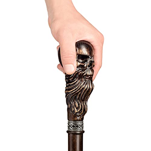 Bearded Skull Head - Handmade Wooden Carved Walking Cane For Men And Women - Unique Steampunk Walking Stick - 36 Inch #TOP1