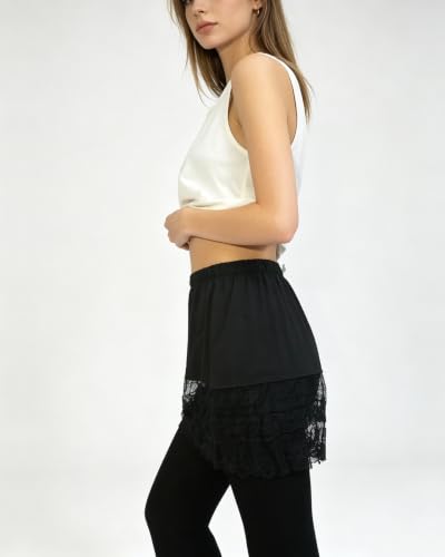 Image of Vanrose Jan Womens Lace Shirt Extender See Through Lace Underskirts Layering Half Slip Clothing Accessories