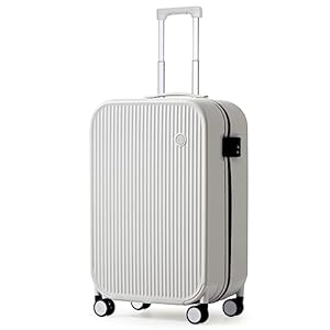 mixi Hardside PC Suitcase 20 Inch Carry On Luggage Spinner Wheels TSA with Cover, Smoke White