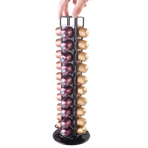 SEVENLINE Kapselhalter, kompatibel mit Nespresso-Original-Kapseln, Karussell-Aufbewahrungsregal, Kapsel-Organizer für 40 Kapseln (schwarz)