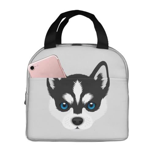 Hulnulnu Lustige isolierte Lunchtasche mit Hund, Husky, Welpen, wiederverwendbare Lunchbox, tragbare Kühlboxen, wasserdichte Lunch-Tasche für Picknick, Büro, Arbeit Hulnulnu Lustige isolierte Lunchtasche mit Hund, Husky, Welpen, wiederverwendbare Lunchbox, tragbare Kühlboxen, wasserdichte Lunch-Tasche für Picknick, Büro, Arbeit