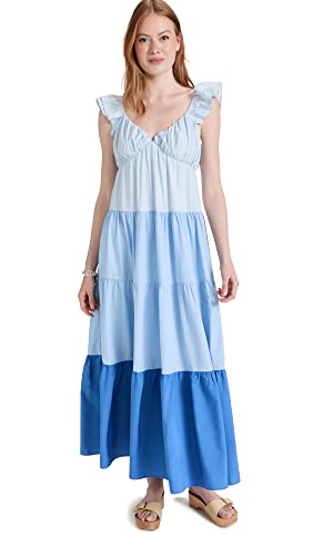 knee length dresses for ladies Tie Back Knit Combo Striped Maxi Dress – English Factory main image 0