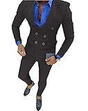 Traje de 2 piezas para hombre Lovee Tux Traje de hombre de corte entallado, diseño clásico de dos vueltas, para hacer esmoquin o boda Negro Talla única