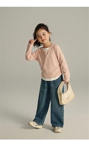 Girls Casual Tunic Tops Knot Front Round Neck Loose Soft Blouse T-Shirt3