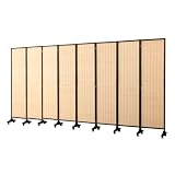 GXXINGIN Divisorio in Legno per Ambienti, divisorio a Parete con Base/Ruota Universale, divisorio Pieghevole per la Privacy, Lunghezza Esterna 100, 200, 300, 400 cm (8 Pannelli Neri, Altezza 180 cm)