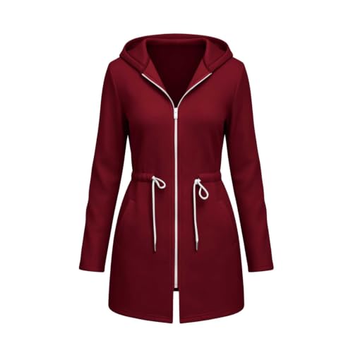 Veste longue décontractée pour femme veste à capuche zippée - 7