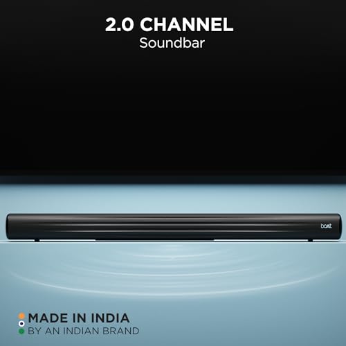 Image of Boat Aavante Bar Rhythm Soundbar with 60W RMS Boat Signature Sound, 2.0 Channel, Multi-Connectivity Modes, BT v5.3, EQ Modes, Bass & Treble Controls & Remote Control(Carbon Black)