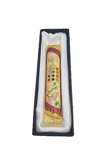 Yaliland Mezuzah Case + Kosher 7Cm Scroll Klaf Parchment Priestly Breastplate Israel Tribes Hoshen Enamel Door Mezuza 5" #TOP5