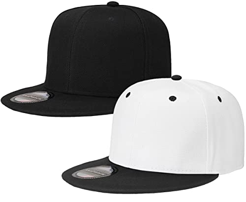 Image of Classic Snapback Hat Cap Hip Hop Style Flat Bill Blank Solid Color Adjustable Size