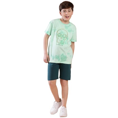 Image of Li'l Tomatoes Boys 100% Cotton Night Suit | Summer T-Shirt & Shorts Sleepwear Set | Soft & Breathable | 7-16 Years