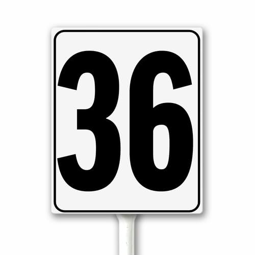 Aluminum Number Sign 36 White & Black House Signage, Speed Limit Street Sign, 18x22 CM Number Yard Sign With Stake for Parking Lot Private Property Business Gas Station Indoor Outdoor Use