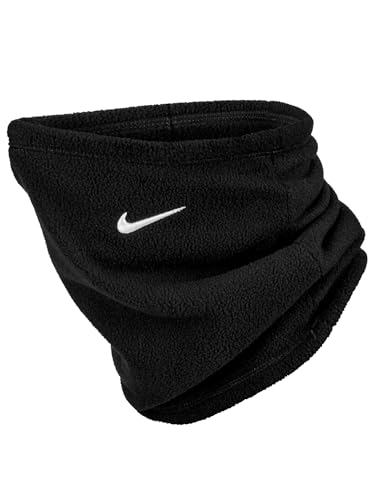Nike Kids One Therma-Fit Fleece Neck Warmer Tube Scarf Winter Running Training Outdoor Sports Scarf, Black/White, One Size