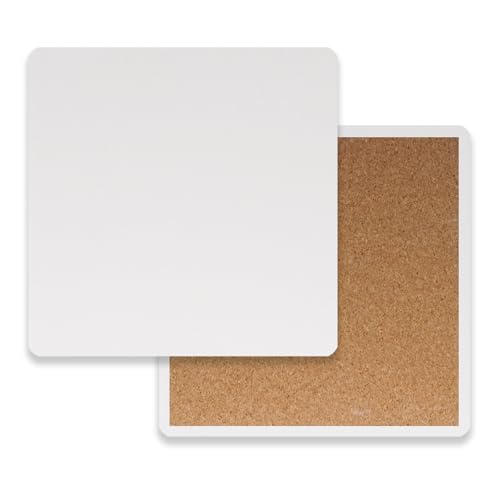Zilphoba 10pcs 4x4 Ceramic Tiles for Crafts Blank Ceramic Coaster for Craft White Unglazed Tile with Cork Backing Pad for Painting Alcohol Ink Acrylic Pouring DIY