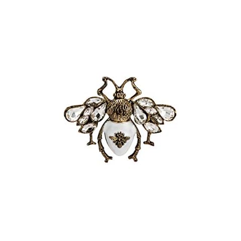 Knighthood Brooch Pin White and Matte Gold Bee With Stone Champagne Stone MultiColour Owl Lapel Pin Accessories for Men Women Cover