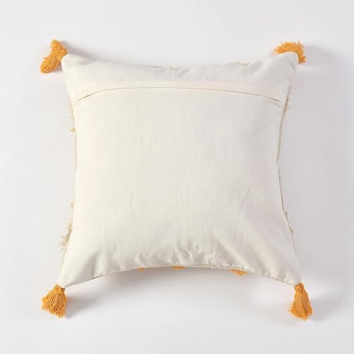Image of Furnistitchs Premium Decorative Throw Cushion Pillow Cover Boho Home Decor - Living Room Bedroom Couch Sofa Cushion Covers 16 inch x 16 inch (2, Mustard Tassels)