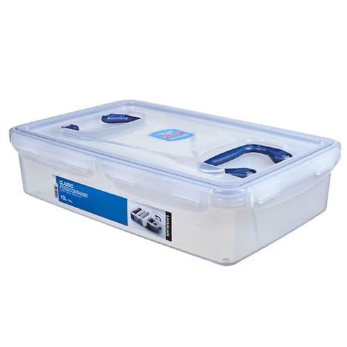 LocknLock PP CLASSIC Aufbewahrungsbox mit Deckel und Griffen | 10 L, 456 x 300 x 110 mm | 100 % Luftdicht | halbtransparenter Vorratsbehälter | Vorratsbehälter mit Deckel für Haushaltsgegenstände