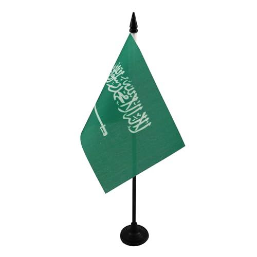 AZ FLAG Bandera de Mesa de Arabia Saudita 15x10 cm - Banderina de Despacho Saudí 10 x 15 cm