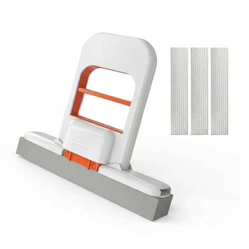 YAZWUR 1 pièce Mini Balai de Bureau Pliable avec 2 Têtes de Balai Éponge Absorbante, Balai Éponge Auto-essorable, Balai de Nettoyage Humide et Sec pour...