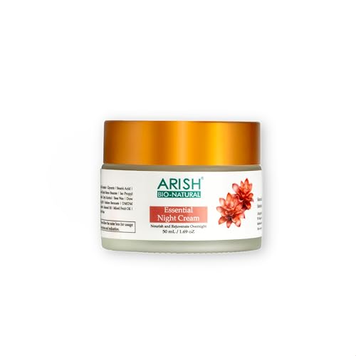 Image of ARISH BIO-NATURAL Essential Night Cream with Almond Oil, Ginseng & Sandalwood | Overnight Hydration & Skin Repair | Restores Glow While You Sleep | 50ml