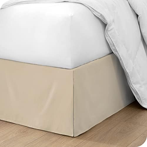 Bare Home Pleated Queen Bed Skirt - 15-Inch Tailored Drop Easy Fit - Bed Skirt for Queen Beds - Center & Corner Pleats (Queen, Sand)