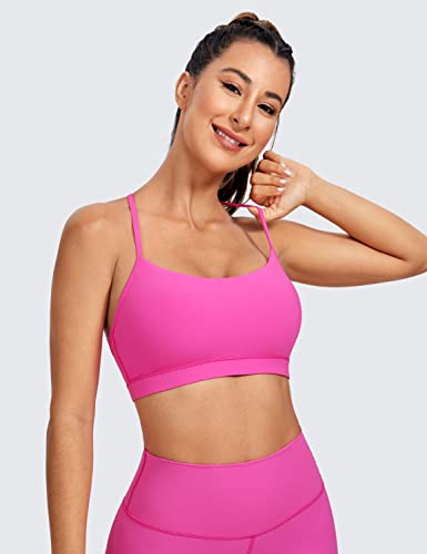 Image of CRZ YOGA Y Back Womens Sports Bra - Padded Racerback Spaghetti Thin Strap Low Impact Workout Sexy Low Cut Yoga Bra