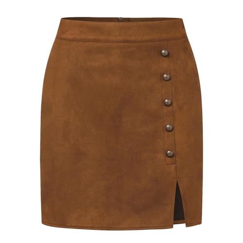 Jupes en daim femme taille haute jupe courte automne hiver