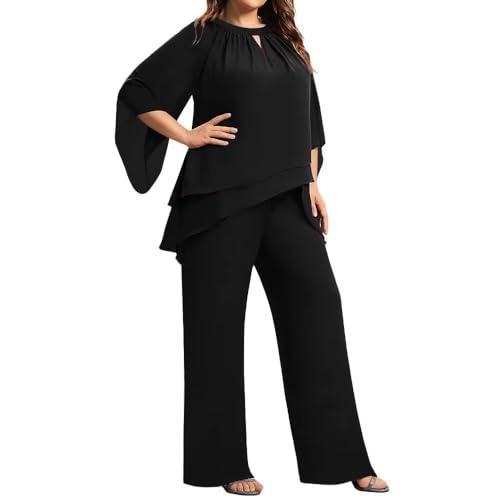 VK Selec 2 Pieces Pants Suits Chiffon Mother of Bride Dressy Elegant Sets Wedding Formal Outfit4