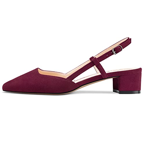 HEUIVZAR Womens Pumps Square Toe Kitten Low Chunky Block Heel Slingback Suede Dress Shoes Vacation Cute Wedding 1.5 Inch2