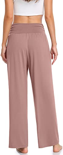 Image of TARSE Womens Wide Leg Pants Casual Loose Yoga Sweatpants Comfy Lounge Pajama Flowy Pants Pockets