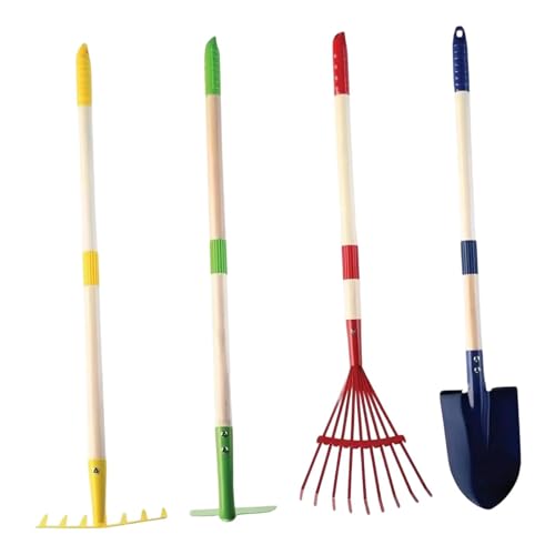 4 mini-outils de jardinage Sharplace avec râteau et houe compacts - 2