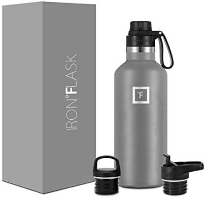 IRON °FLASK Sports Water Bottle - 32 oz, 3 Lids (Straw Lid) - Leak Proof, Durable Double Walled Stainless Steel - Gym Bottles for Men, Women & Kids - Insulated Thermos, Hot & Cold Hiking Canteen